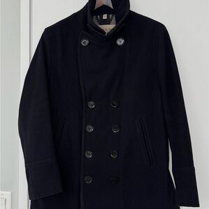 Burberry Men's Navy Double-Breasted Pea Coat